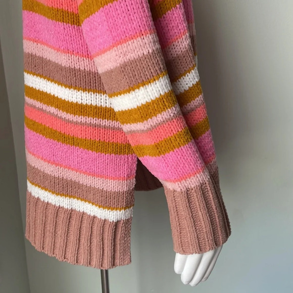 Aerie Tan & Pink Striped Turtleneck Sweater NEW - Picture 6 of 12